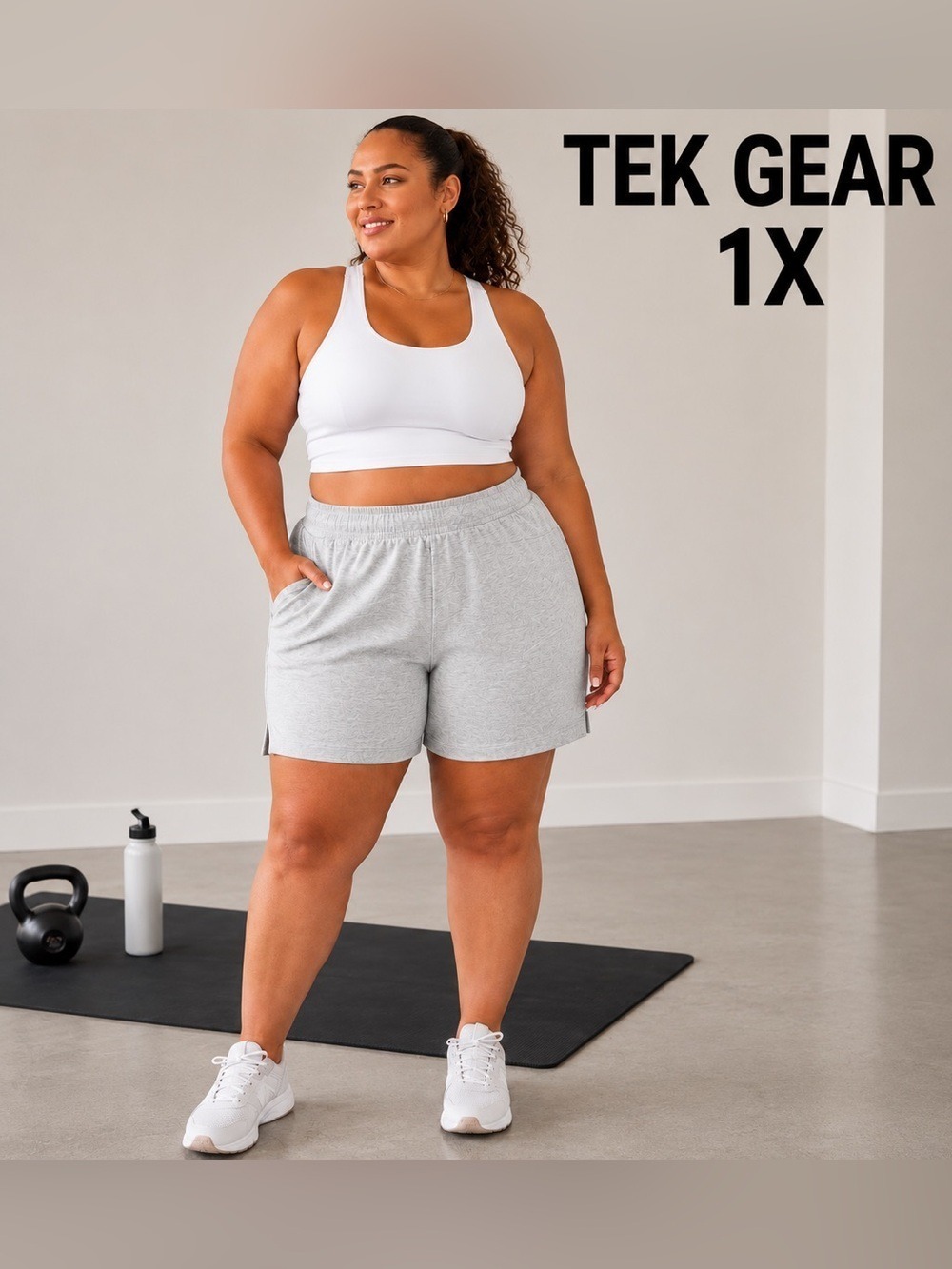 Tek Gear On-The-Go Gear French Terry Bermuda Shorts 1X NWT